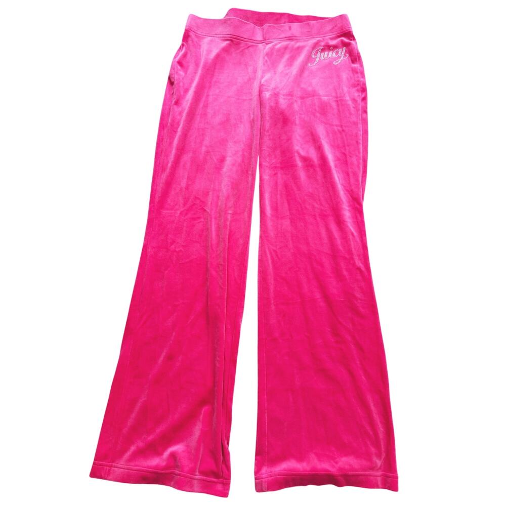 Juicy Couture Y2K Velour Wide Leg Track Pants Medium Hot Pink Mcbling Glam Bratz